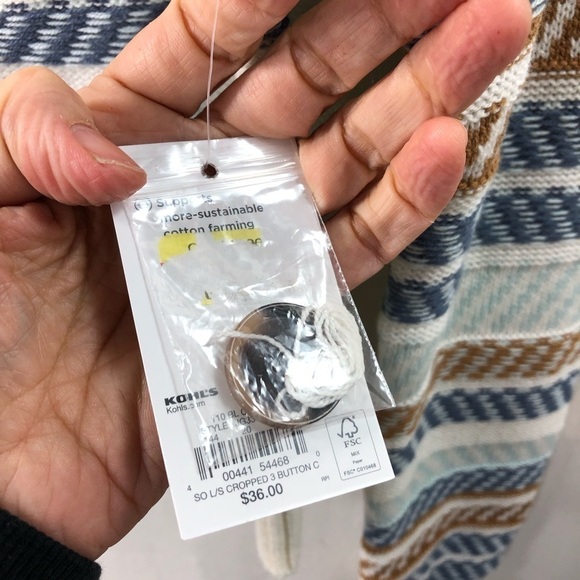 SO Oversized Cardigan Cropped Button XS Striped Cableknit Multicolor Casual - Picture 5 of 7